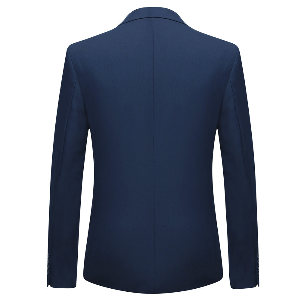 3-Piece Notched Lapel Casual Navy Suit