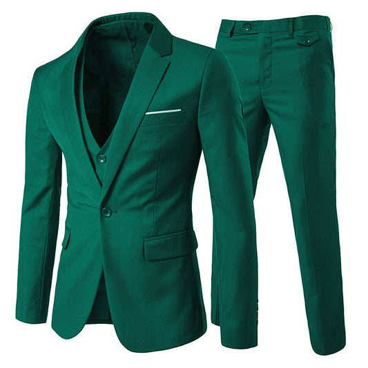 YFFUSHI Men's Slim Fit 3 Piece Suit One Button Suits Blazer Tux Vest & Trousers Green