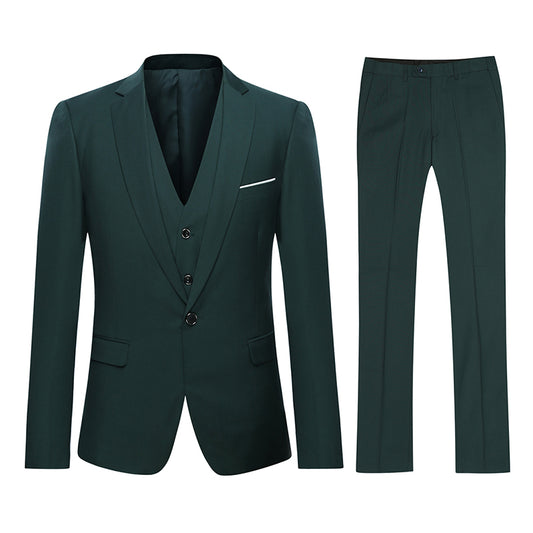 YFFUSHI Mens 3 Piece Suit Slim Fit One Button Solid Color Formal Dress Dark Green