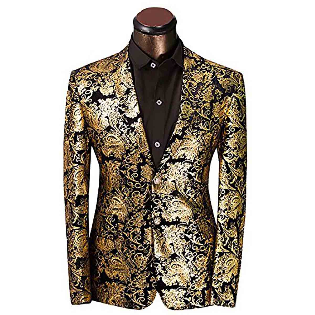 Stylish Gold Blazer Dress Floral Blazer