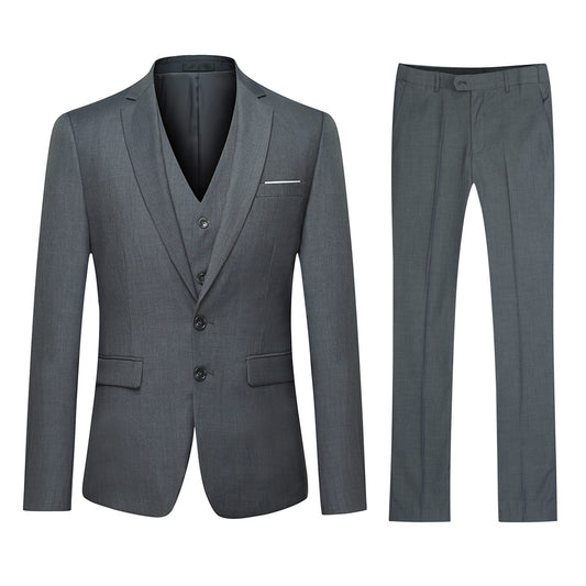 YFFUSHI Mens 3 Piece Suit Set 2 Button Dress Suit for Meeting Prom Party Dark Gray