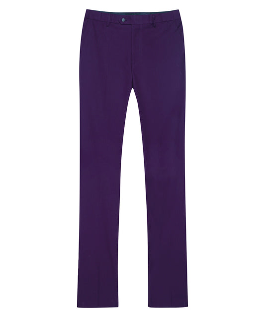 YFFUSHI Mens Slim Fit Straight Flat Adjustable Waist Suit Pants Purple