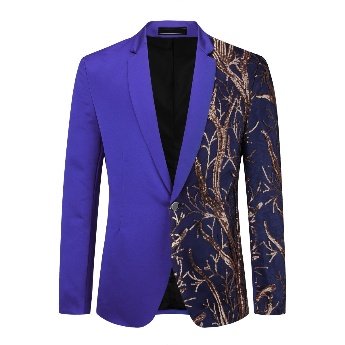 YFFUSHI Mens Slim Fit Floral Sequin Blazer Party Prom Blue