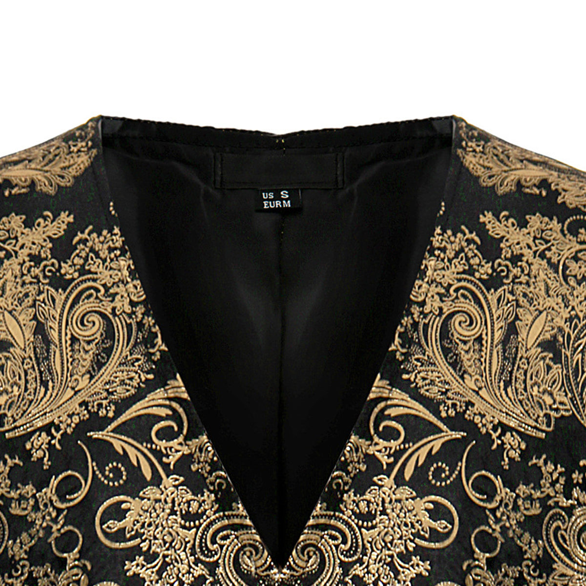 YFFUSHI Mens Slim Fit Paisley Vest Gold