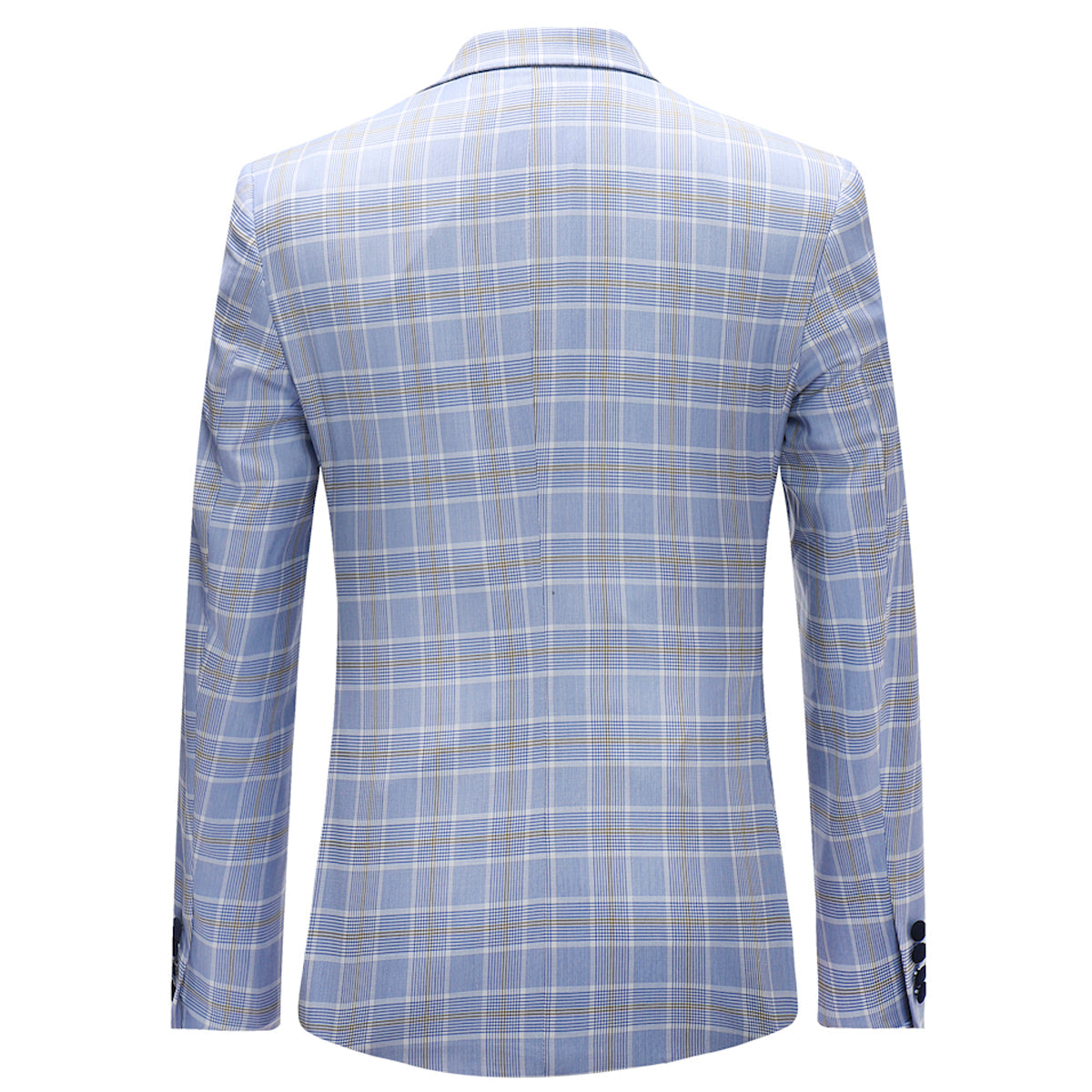 3-Piece Slim Fit Plaid Suit LightBlue - YFFushi