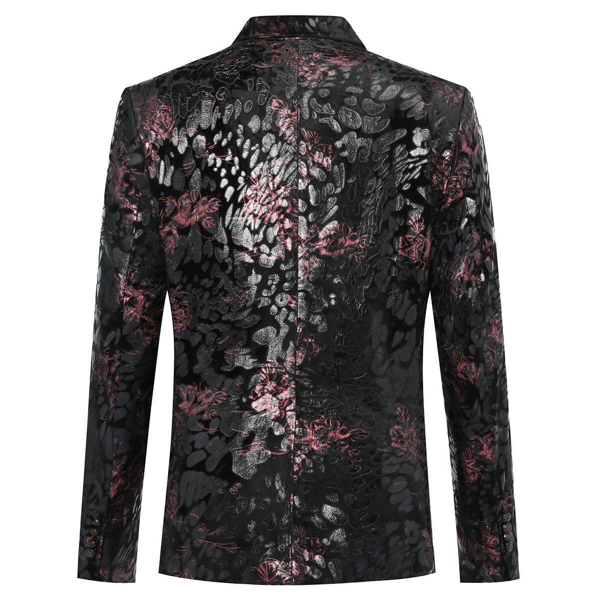 YFFUSHI Print Stylish Slim Fit Floral Blazer Maroon