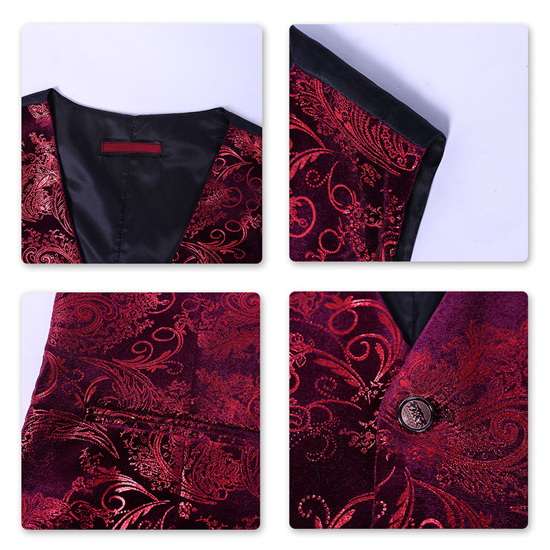 YFFUSHI Slim Fit Gold Stamping Vest Red