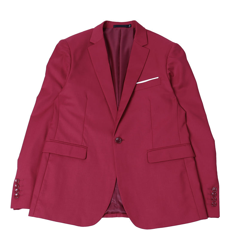 Mens Burgundy Slim Fit Casual Blazer