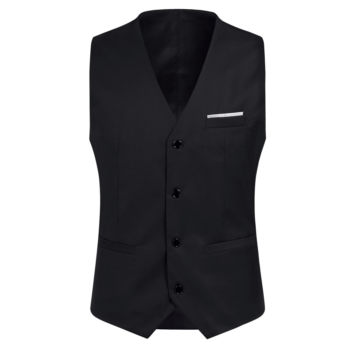 YFFUSHI Mens 3 Piece Suit Slim Fit One Button Solid Color Formal Dress Black