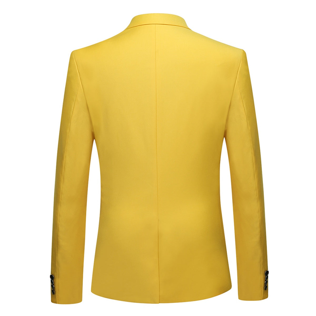 YFFUSHI Mens 3 Piece Suit Slim Fit One Button Solid Color Formal Dress Yellow