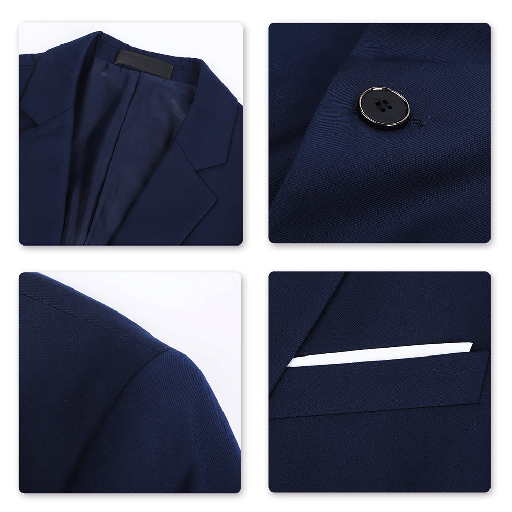 YFFUSHI Mens Slim Fit Blazer Two-Button Casual Suit Jacket Navy