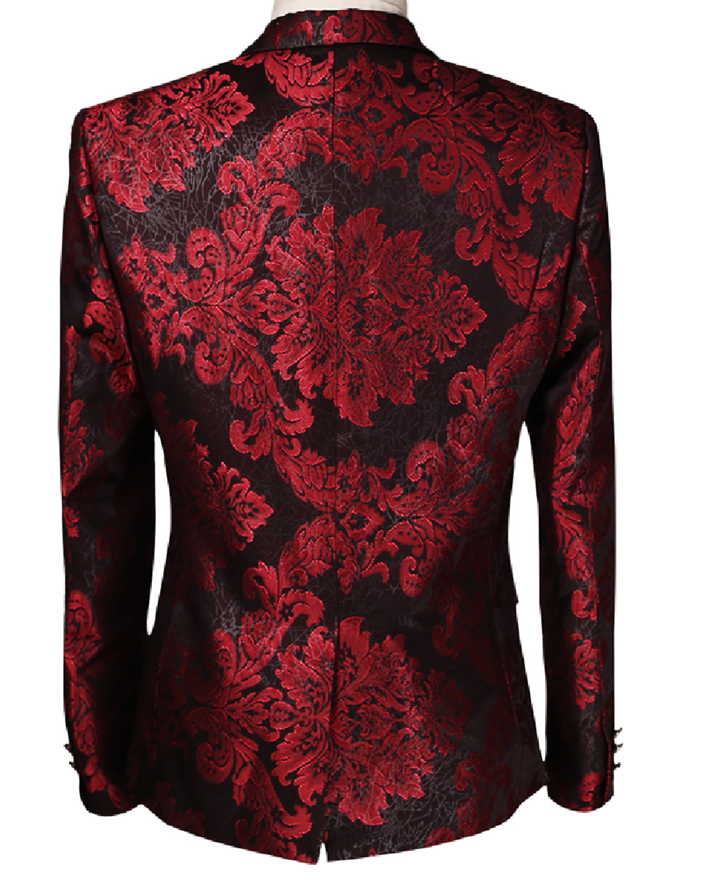 YFFUSHI Mens Dress Floral Suit Slim Fit Stylish Casual Printed Blazer Red