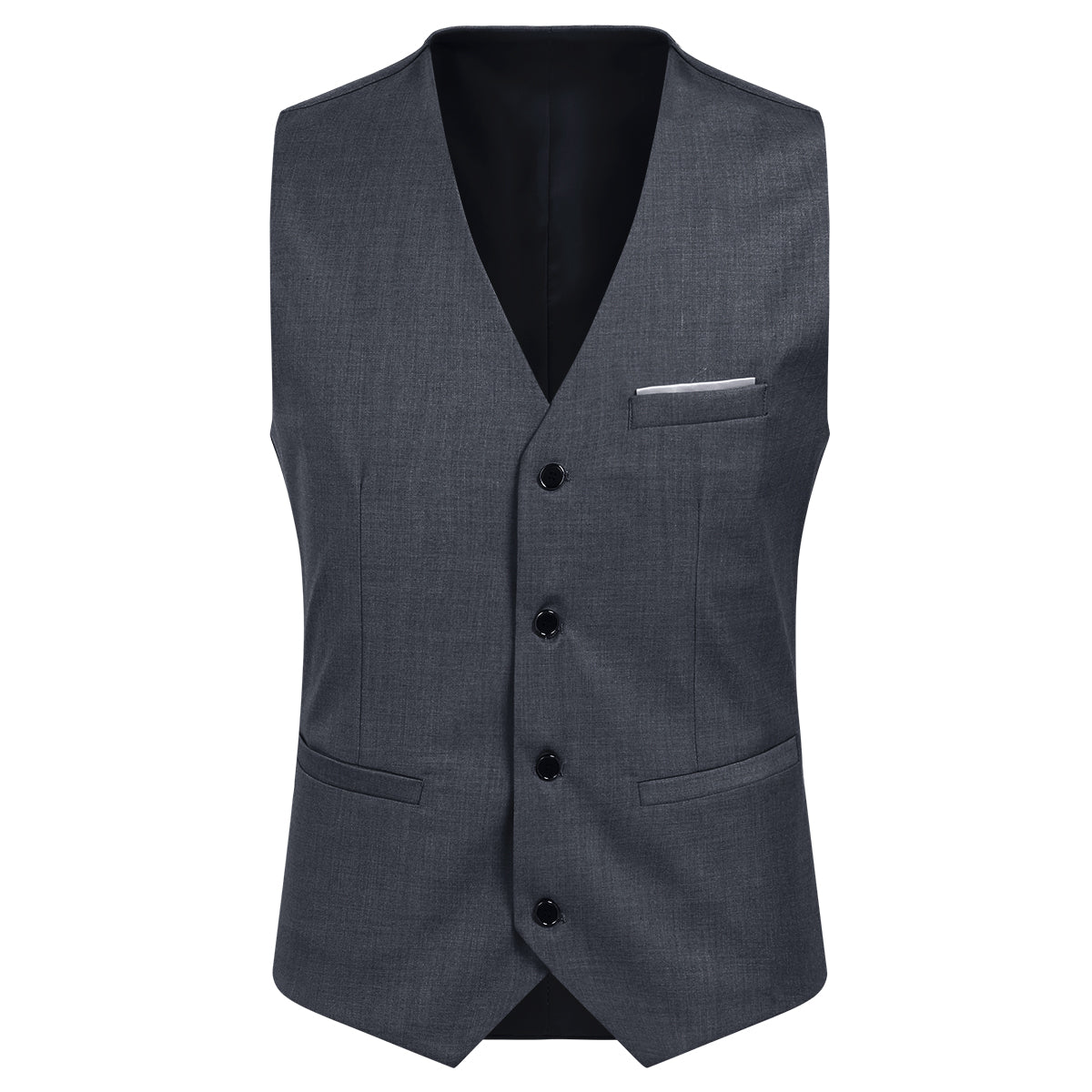 YFFUSHI Mens 3 Piece Suit Slim Fit One Button Solid Color Formal Dress Dark Grey