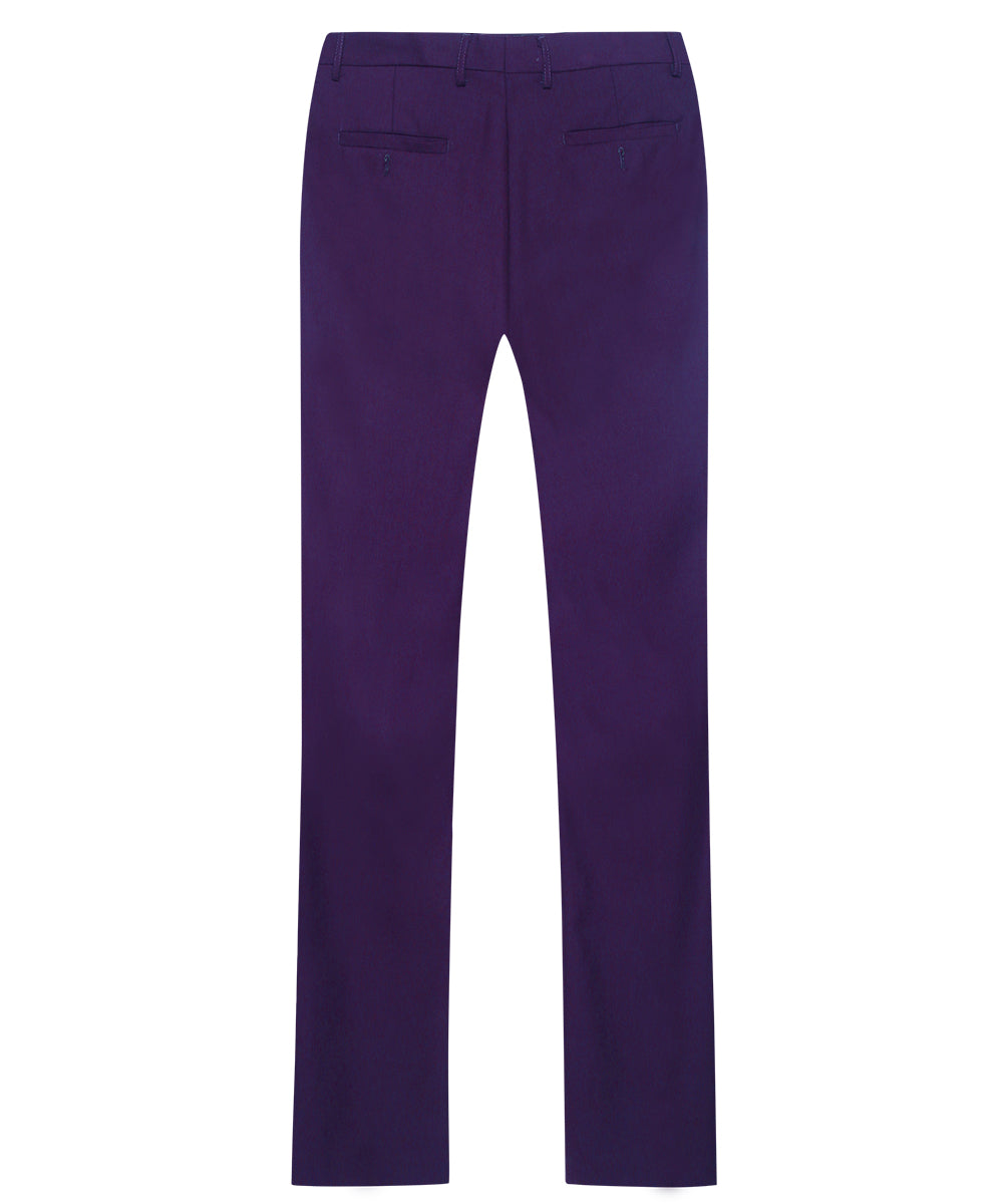 YFFUSHI Mens Slim Fit Straight Flat Adjustable Waist Suit Pants Purple