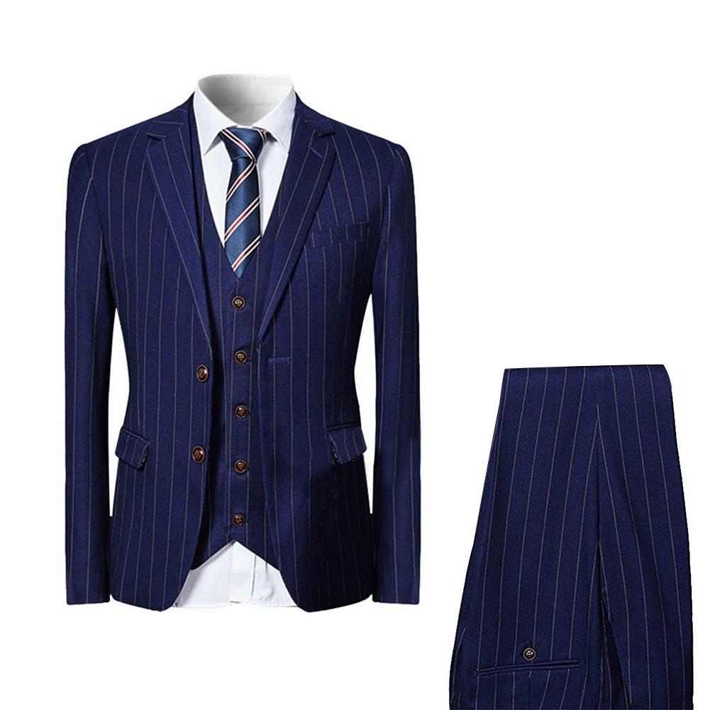 YFFUSHI Three Piece Suit Stripe Design Suit Nagaro Blue