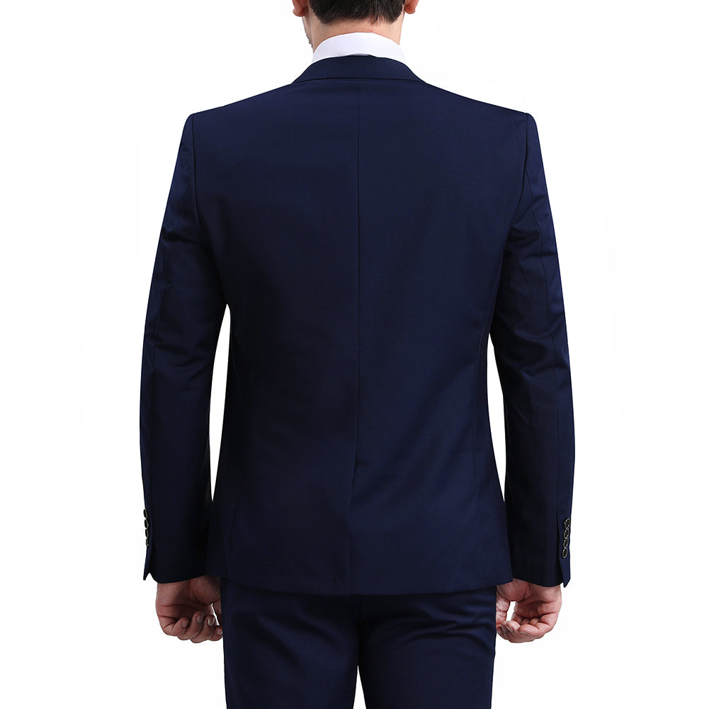 YFFUSHI Mens Slim Fit Blazer Two-Button Casual Suit Jacket Navy