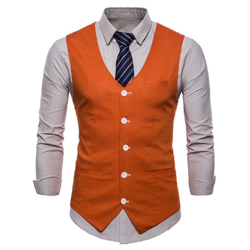 Mens Orange Suit Vest