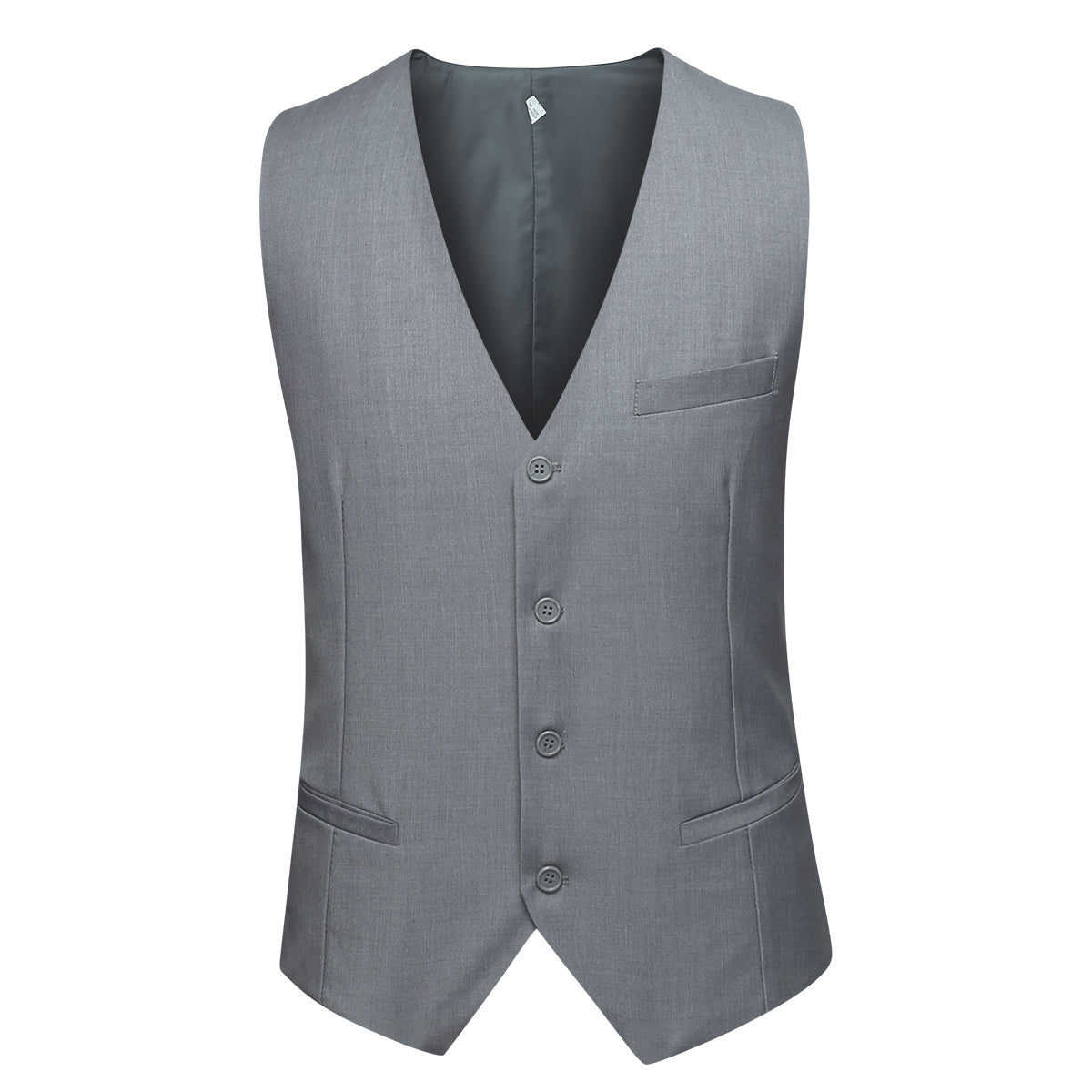 YFFUSHI Mens 3 Piece Suit Set 2 Button Dress Suit for Meeting Prom Party Light Gray