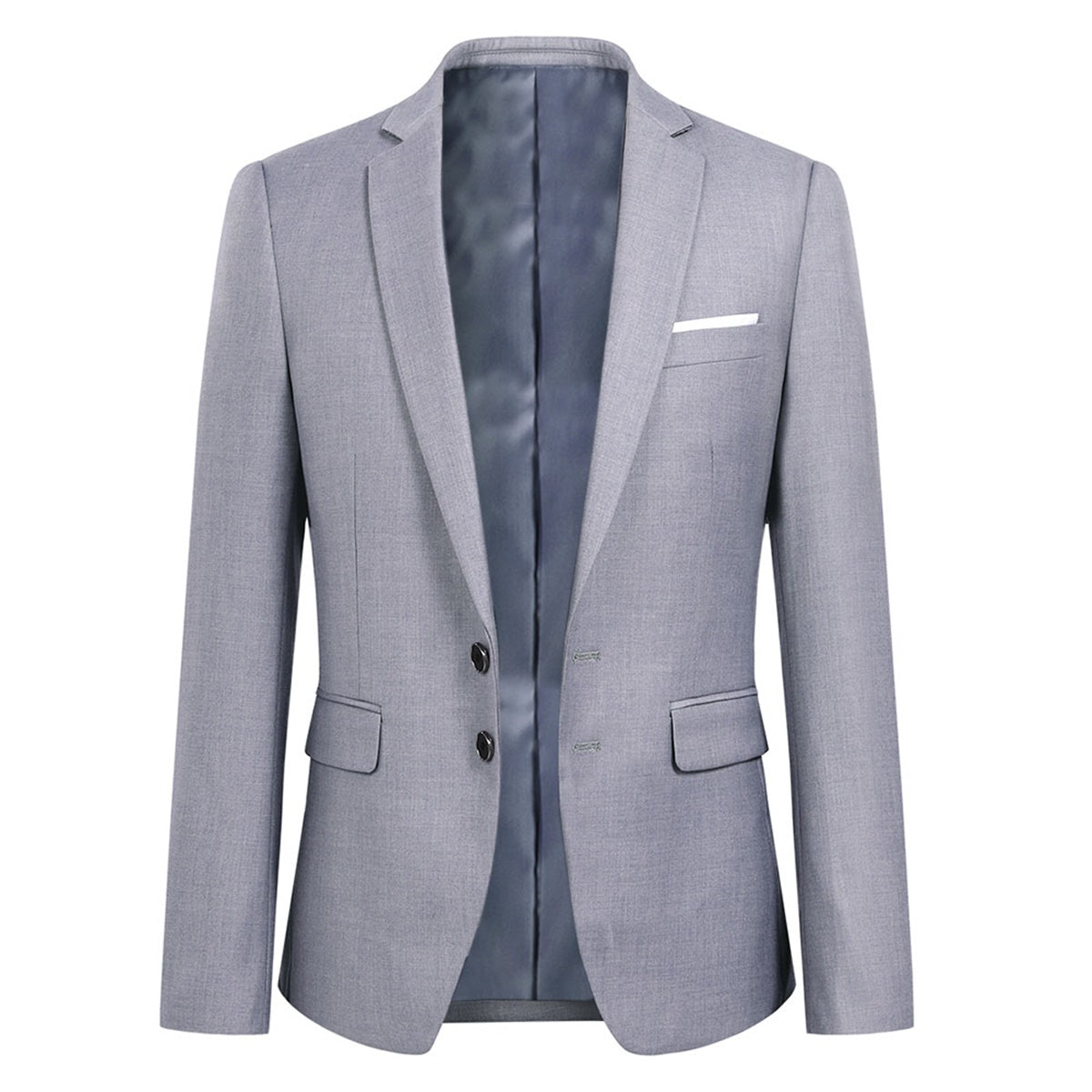 YFFUSHI Mens Slim Fit Blazer Two-Button Casual Suit Jacket Light Gray