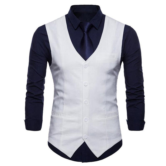 Mens White Suit Vest