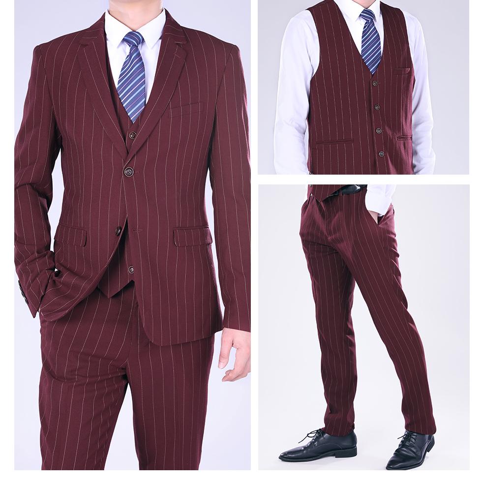 YFFUSHI Three Piece Suit Stripe Design Suit Guards Red