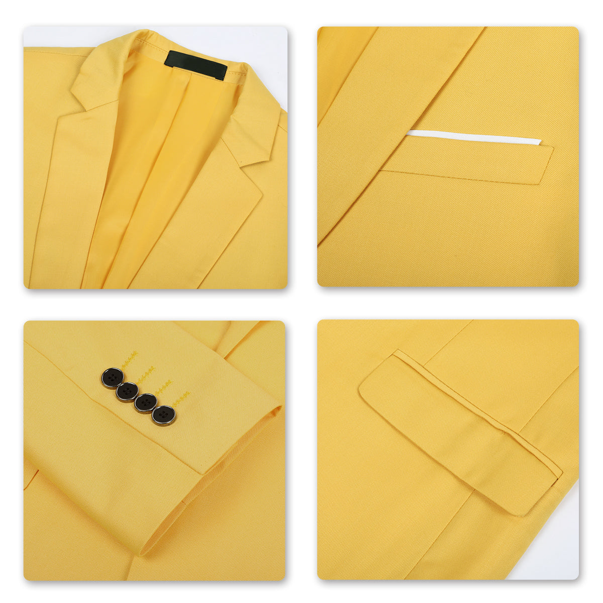 YFFUSHI Slim Fit 2 Piece Suit for Men One Button Casual/Formal Tuxedo Yellow