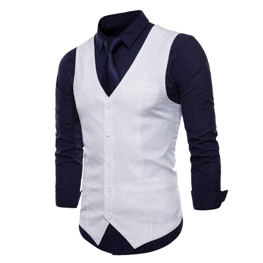 Mens White Suit Vest