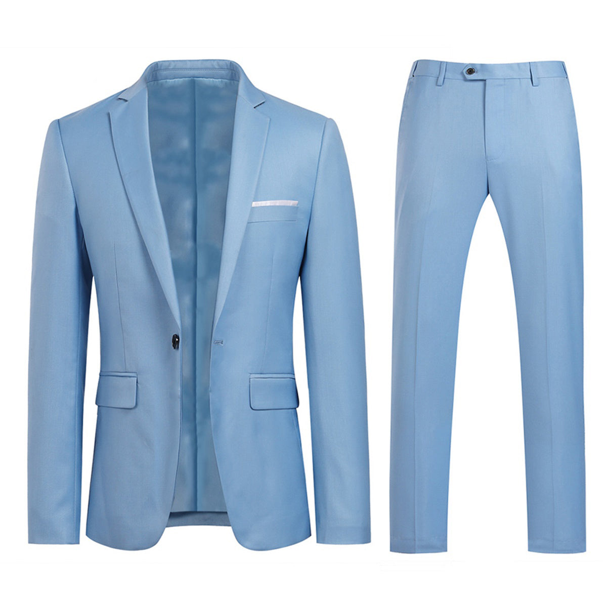 YFFUSHI Slim Fit 2 Piece Suit for Men One Button Casual/Formal Tuxedo Light Blue