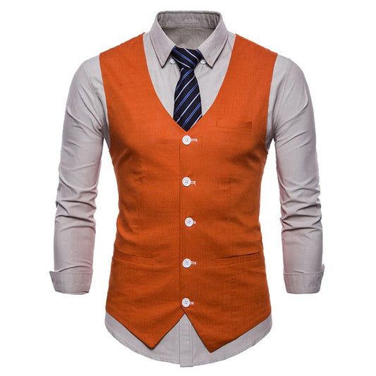 Mens Orange Suit Vest