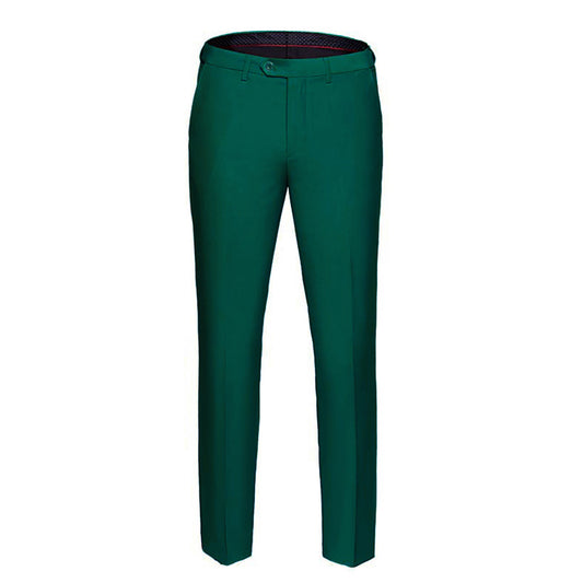 YFFUSHI Mens Slim Fit Straight Flat Adjustable Waist Suit Pants Green