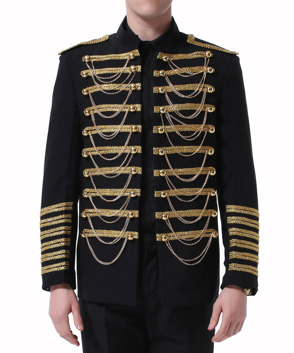 Mens Black Hussar Uniform Miltary Style Suit