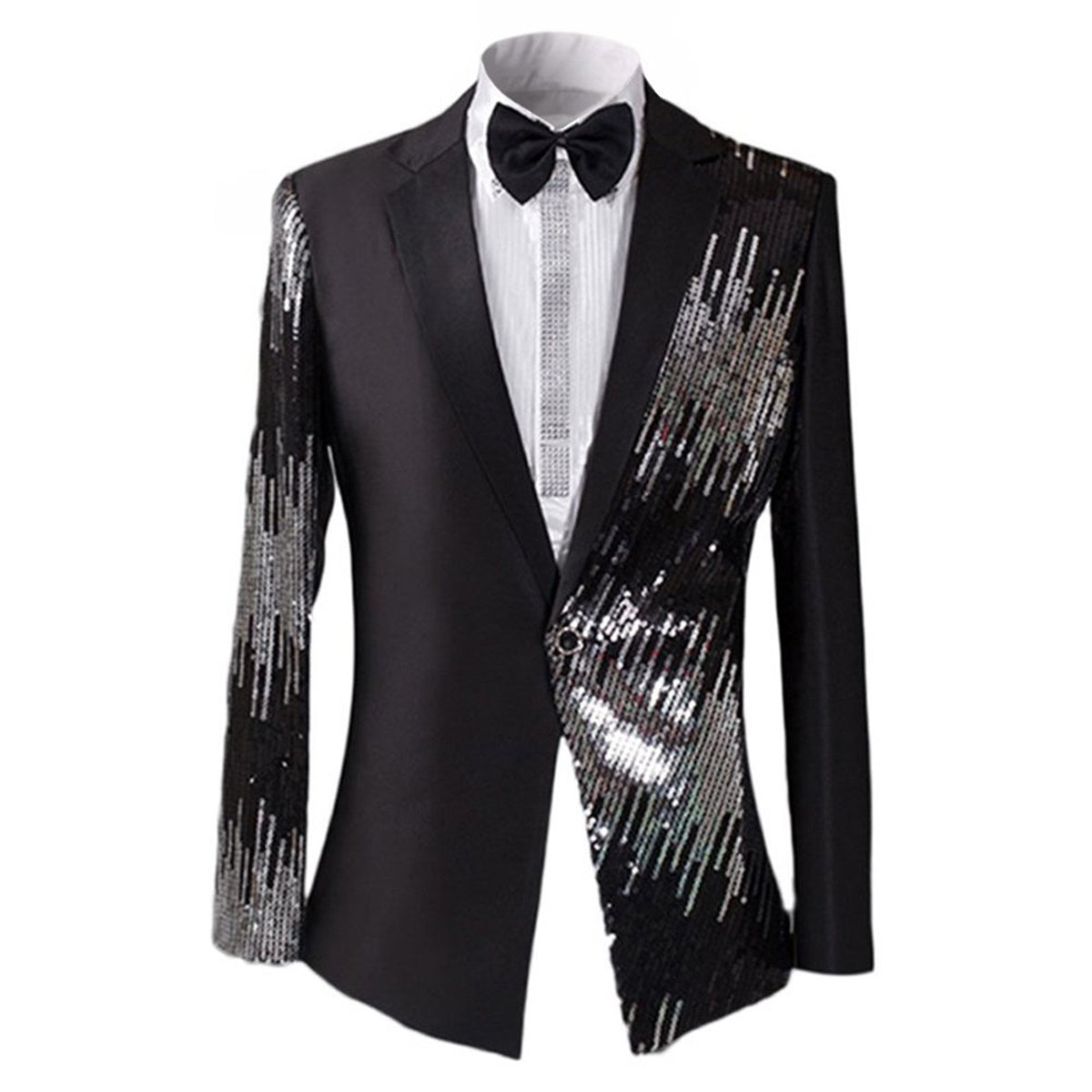 Mens Black And Silver Sequin Stylish Blazer