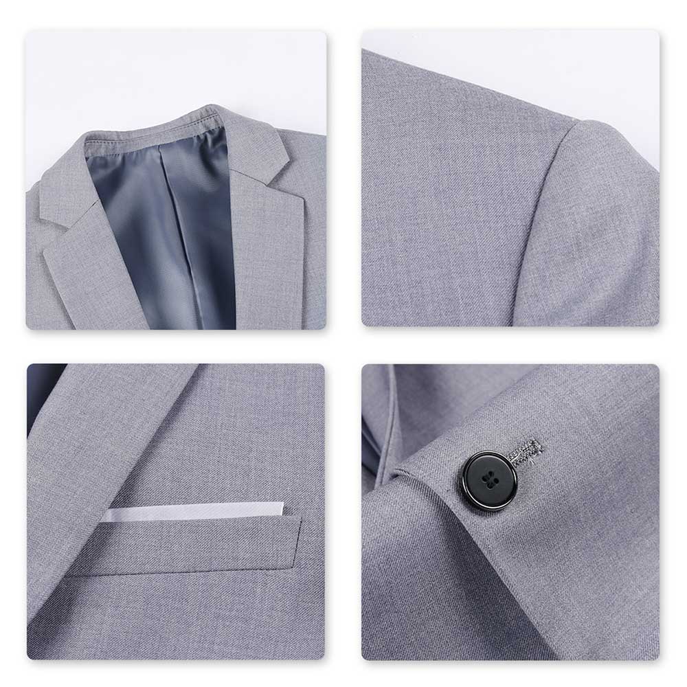 YFFUSHI Slim Fit 2 Piece Suit for Men One Button Casual/Formal Tuxedo Light Gray