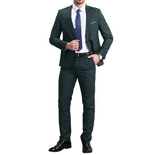 YFFUSHI Slim Fit 2 Piece Suit for Men One Button Casual/Formal Tuxedo Green