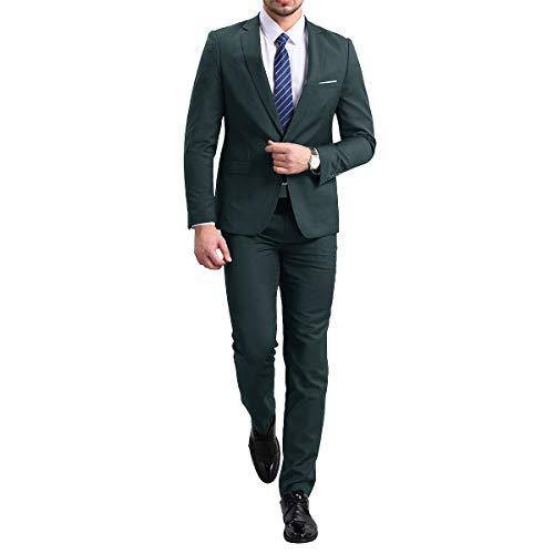 YFFUSHI Slim Fit 2 Piece Suit for Men One Button Casual/Formal Tuxedo Green