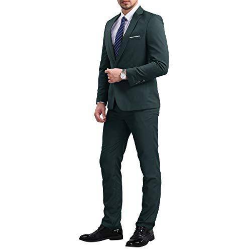 YFFUSHI Slim Fit 2 Piece Suit for Men One Button Casual/Formal Tuxedo Green