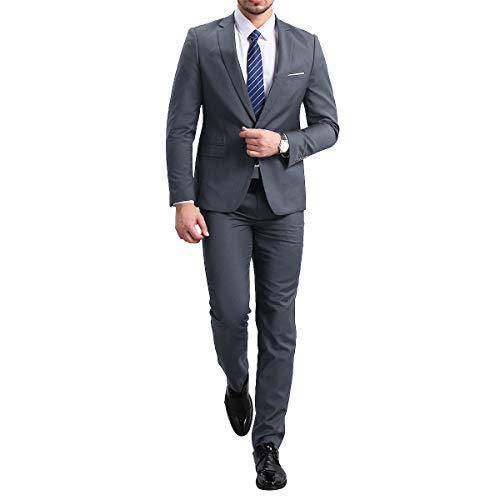 YFFUSHI Slim Fit 2 Piece Suit for Men One Button Casual/Formal Tuxedo Gray