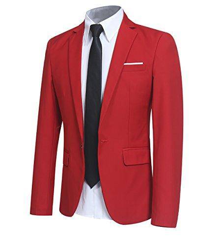 YFFUSHI Slim Fit 2 Piece Suit for Men One Button Casual/Formal Tuxedo Red