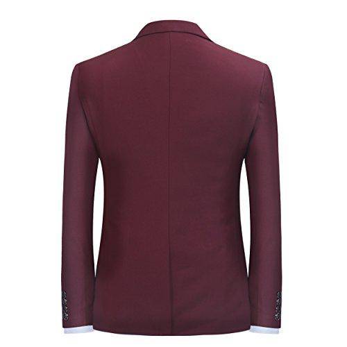 YFFUSHI Slim Fit 2 Piece Suit for Men One Button Casual/Formal Tuxedo Wine Red