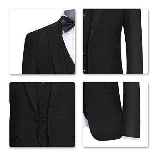 YFFUSHI Men's Slim Fit 3 Piece Suit One Button Suits Blazer Tux Vest & Trousers Black