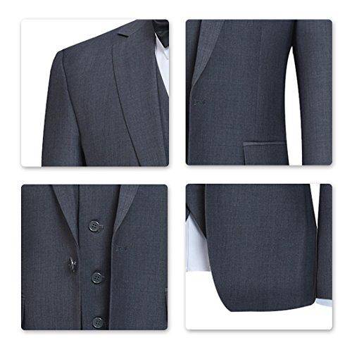 YFFUSHI Men's Slim Fit 3 Piece Suit One Button Suits Blazer Tux Vest & Trousers Dark Gray