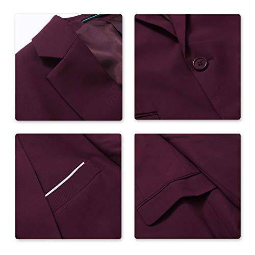 YFFUSHI Men's Slim Fit 3 Piece Suit One Button Suits Blazer Tux Vest & Trousers Dark Red