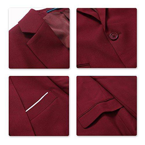 YFFUSHI Men's Slim Fit 3 Piece Suit One Button Suits Blazer Tux Vest & Trousers Red Wine